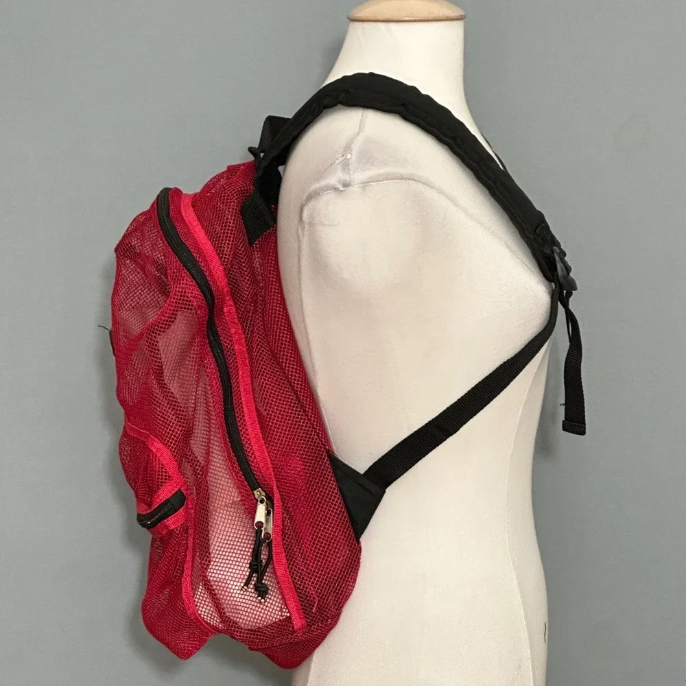 Trailmaker Mesh Backpack Set 2 Navy Blue Red See Through School Gym Travel Bag